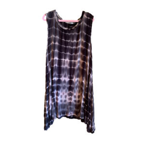 Long Sleeveless top tie dye Medium Women’s tunic black pink grey